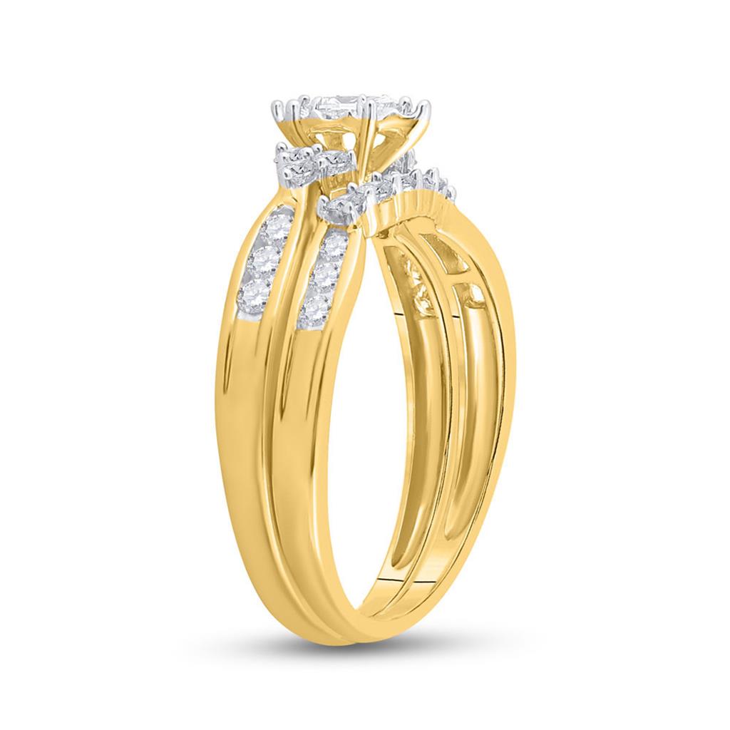14k Yellow Gold Marquise Diamond Bridal Wedding Ring Set 1/2 Cttw (Certified)