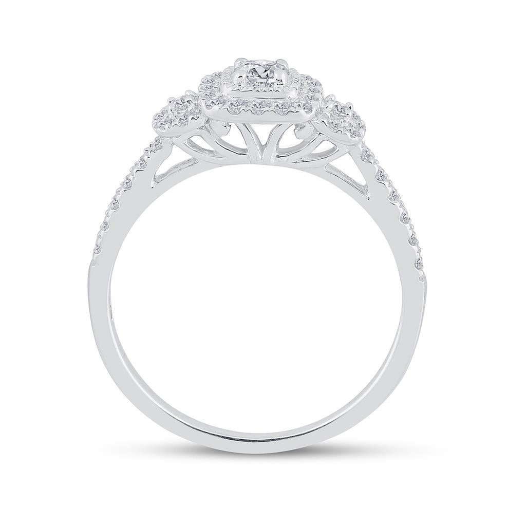 14k White Gold Round Diamond Bridal Wedding Ring Set 1/2 Cttw