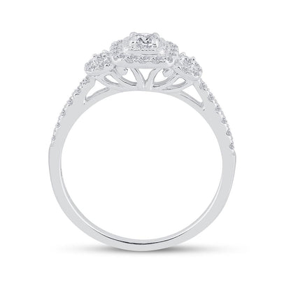 14k White Gold Round Diamond Bridal Wedding Ring Set 1/2 Cttw