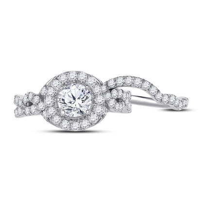 14k White Gold Round Diamond Bridal Wedding Ring Set 2 Cttw (Certified)