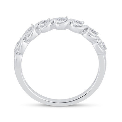 14k White Gold Round Diamond Band Ring 1/6 Cttw