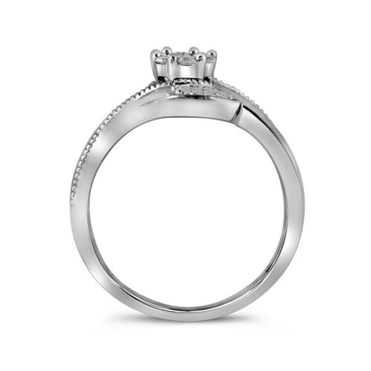 14k White Gold Round Diamond Bridal Wedding Ring Set 3/8 Cttw