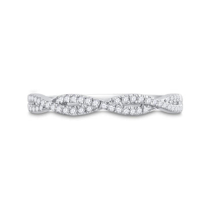 14k White Gold Round Diamond Twist Stackable Band Ring 1/6 Cttw