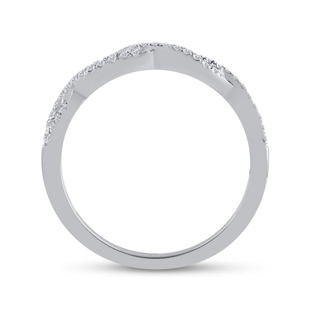 14k White Gold Round Diamond Twist Stackable Band Ring 1/6 Cttw