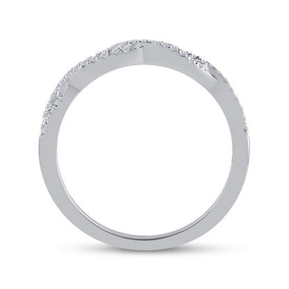 14k White Gold Round Diamond Twist Stackable Band Ring 1/6 Cttw