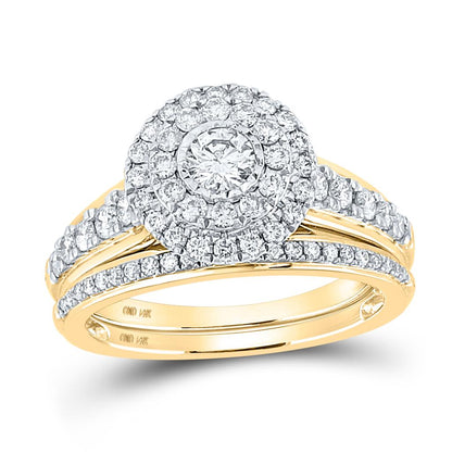 14k Yellow Gold Round Diamond Bridal Wedding Ring Set 1 Cttw (Certified)