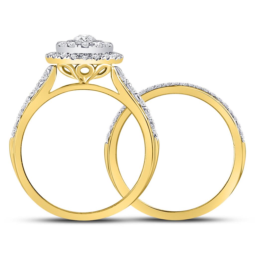 14k Yellow Gold Round Diamond Bridal Wedding Ring Set 1 Cttw (Certified)