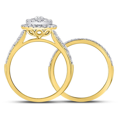 14k Yellow Gold Round Diamond Bridal Wedding Ring Set 1 Cttw (Certified)