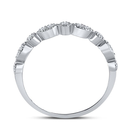 14k White Gold Round Diamond Marquise Dot Stackable Band Ring 1/6 Cttw