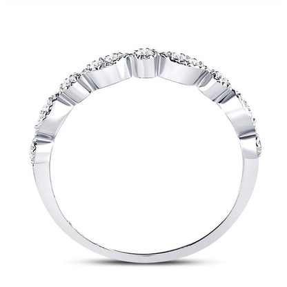 14k White Gold Round Diamond Marquise Dot Stackable Band Ring 1/6 Cttw