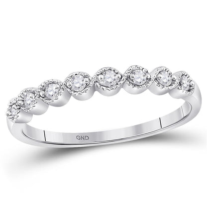 14k White Gold Round Diamond Stackable Band Ring 1/10 Cttw