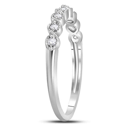 14k White Gold Round Diamond Stackable Band Ring 1/10 Cttw