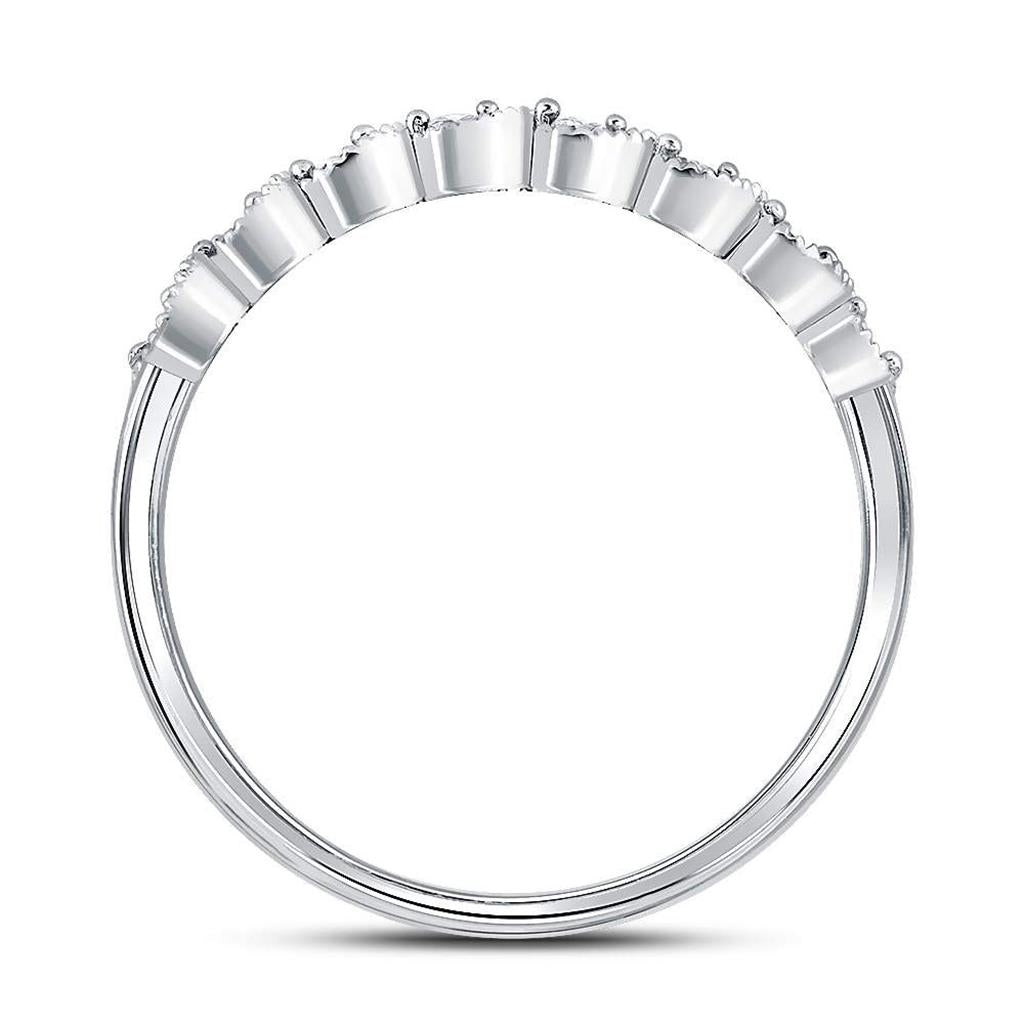 14k White Gold Round Diamond Stackable Band Ring 1/10 Cttw