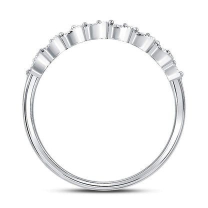 14k White Gold Round Diamond Stackable Band Ring 1/10 Cttw