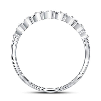 14k White Gold Round Diamond Stackable Band Ring 1/10 Cttw