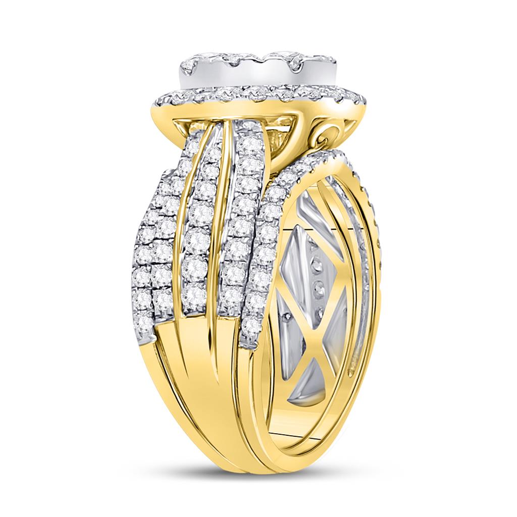 14k Yellow Gold Round Diamond 3-Piece Bridal Wedding Ring Set 2-1/2 Cttw