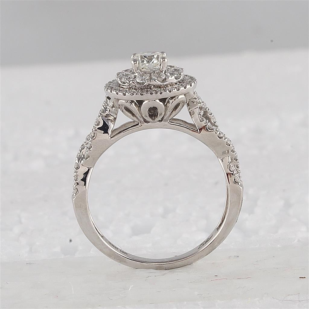 14k White Gold Round Diamond Bridal Wedding Ring Set 1 Ctw (Certified)