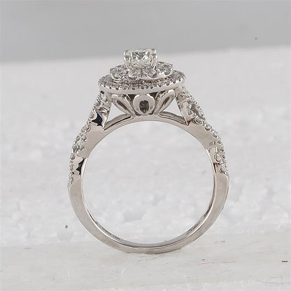 14k White Gold Round Diamond Bridal Wedding Ring Set 1 Ctw (Certified)
