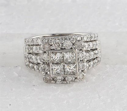 14k White Gold Round Diamond Twist Stackable Band Ring 1/12 Cttw