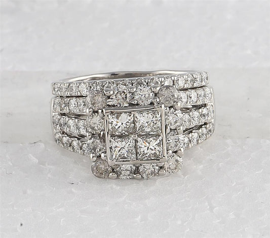 14k White Gold Round Diamond Twist Stackable Band Ring 1/12 Cttw