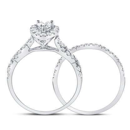 14k White Gold Pear Diamond Bridal Wedding Ring Set 1 Cttw (Certified)