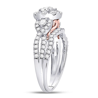 14k White Gold Round Diamond Bridal Wedding Ring Set 1-1/2 Cttw (Certified)
