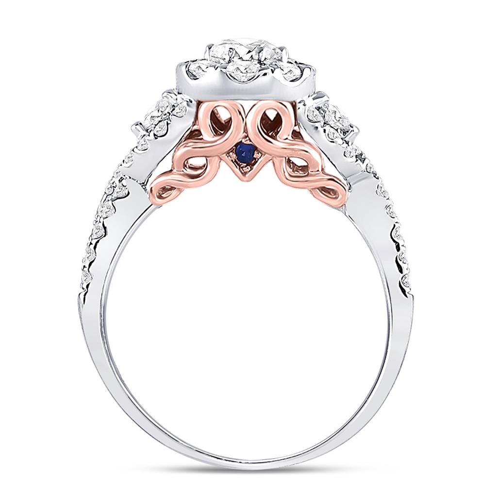 14k White Gold Round Diamond Bridal Wedding Ring Set 1-1/2 Cttw (Certified)