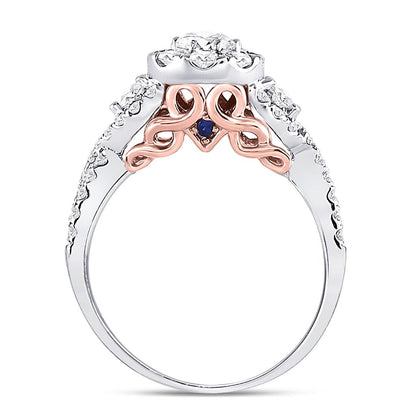 14k White Gold Round Diamond Bridal Wedding Ring Set 1-1/2 Cttw (Certified)