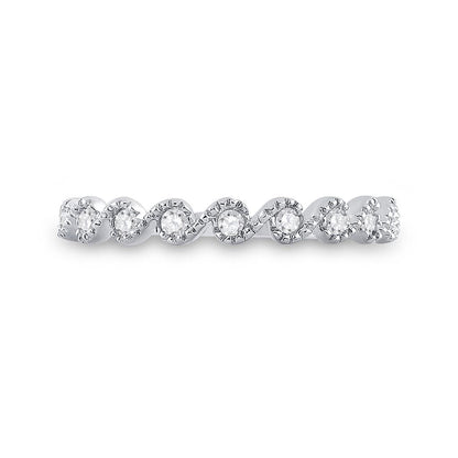 14k White Gold Round Diamond Stackable Band Ring 1/6 Cttw