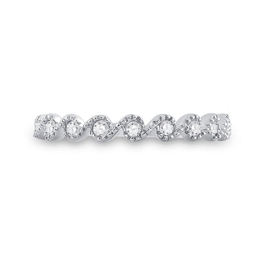 14k White Gold Round Diamond Stackable Band Ring 1/6 Cttw