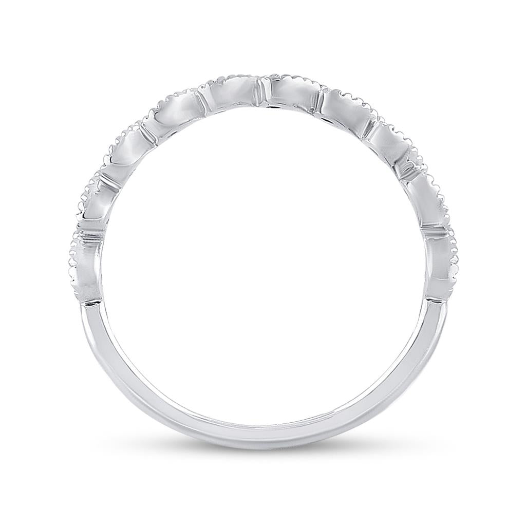 14k White Gold Round Diamond Stackable Band Ring 1/6 Cttw