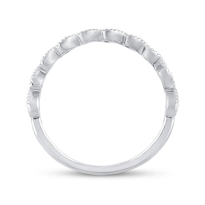 14k White Gold Round Diamond Stackable Band Ring 1/6 Cttw