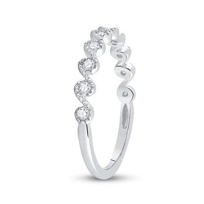 14k White Gold Round Diamond Stackable Band Ring 1/6 Cttw