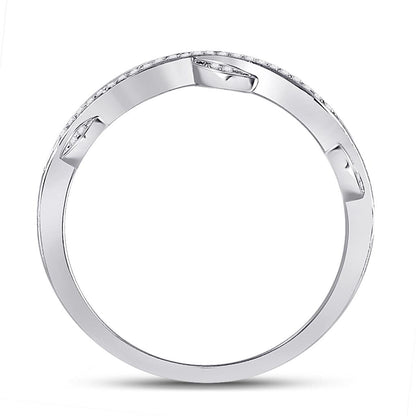 14k White Gold Round Diamond Vine Floral Stackable Band Ring 1/6 Cttw