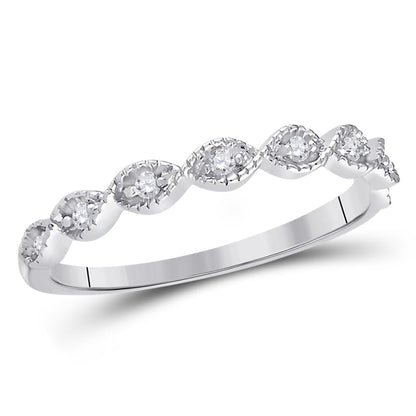14k White Gold Round Diamond Classic Stackable Band Ring 1/10 Cttw
