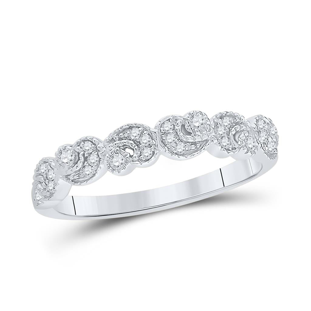 14k Yellow Gold Round Diamond Crescent Stackable Band Ring 1/10 Cttw