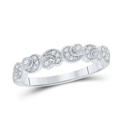 14k Yellow Gold Round Diamond Crescent Stackable Band Ring 1/10 Cttw