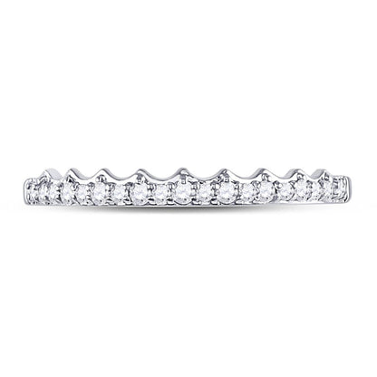 14k White Gold Round Diamond Slender Scalloped Stackable Band Ring 1/6 Cttw