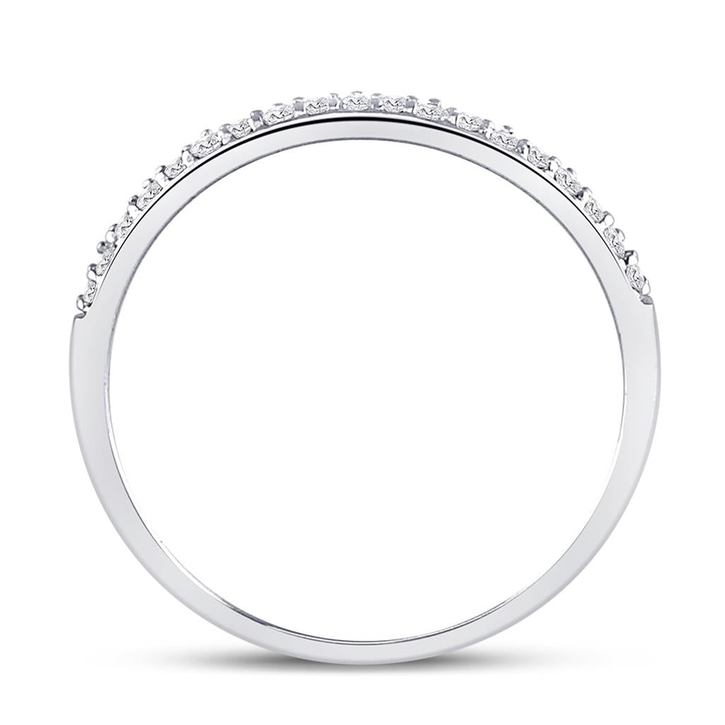 14k White Gold Round Diamond Slender Scalloped Stackable Band Ring 1/6 Cttw