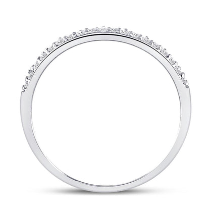 14k White Gold Round Diamond Slender Scalloped Stackable Band Ring 1/6 Cttw