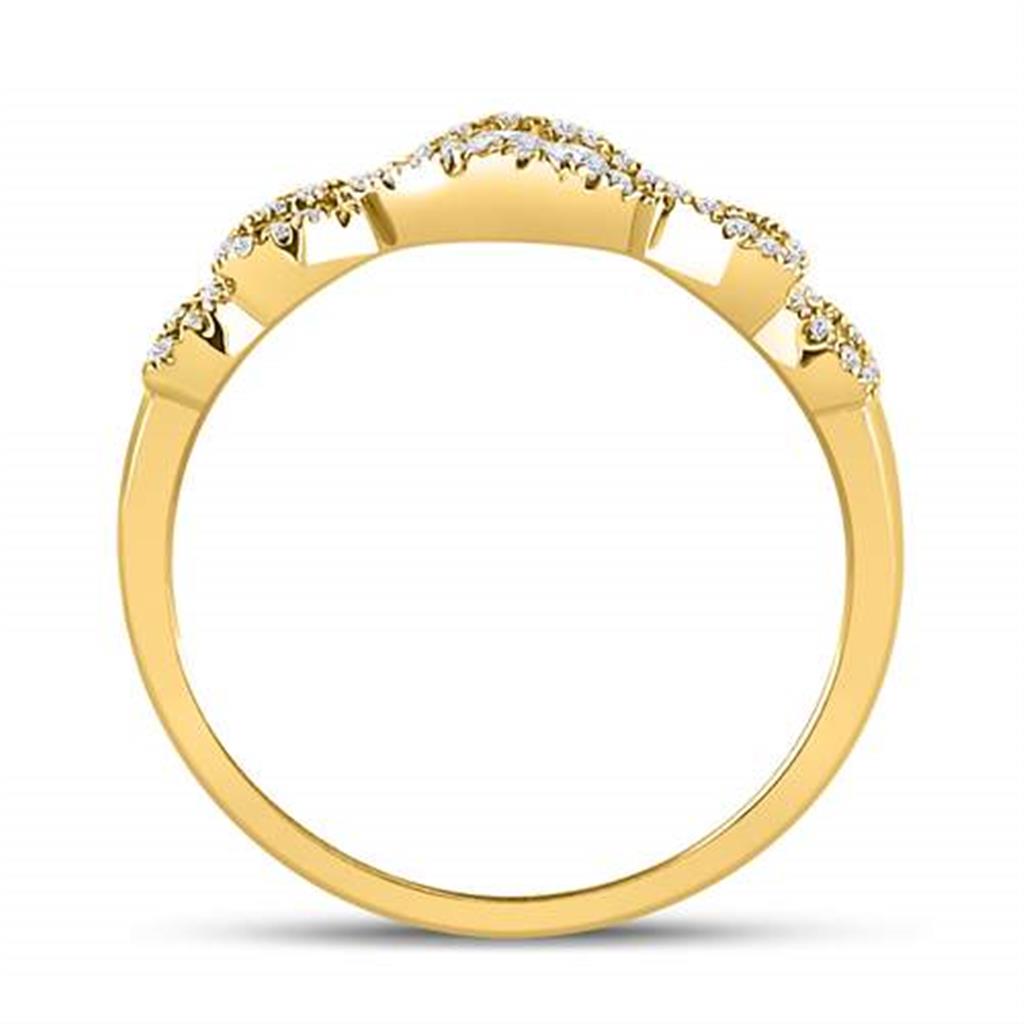 14k Yellow Gold Round Diamond 3-Stone Anniversary Band Ring 3/8 Ctw