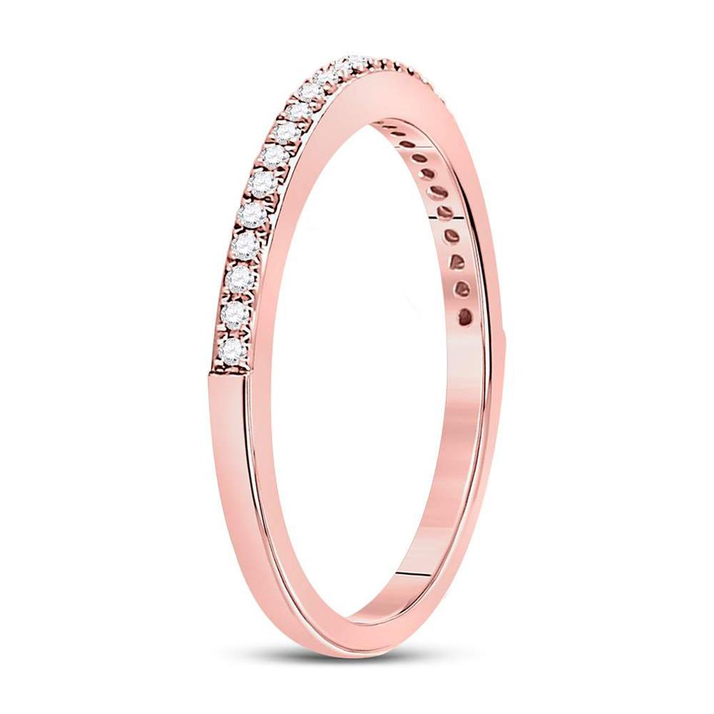 14kt Rose Gold Round Diamond Single Row Stackable Band Ring 1/8 Cttw