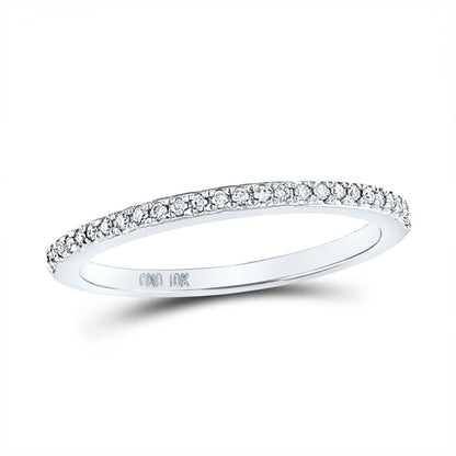 14kt White Gold Round Diamond Single Row Stackable Band Ring 1/8 Cttw