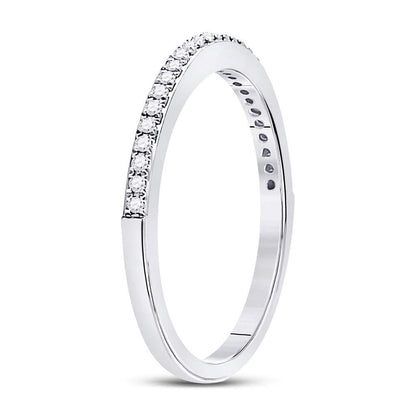 14kt White Gold Round Diamond Single Row Stackable Band Ring 1/8 Cttw