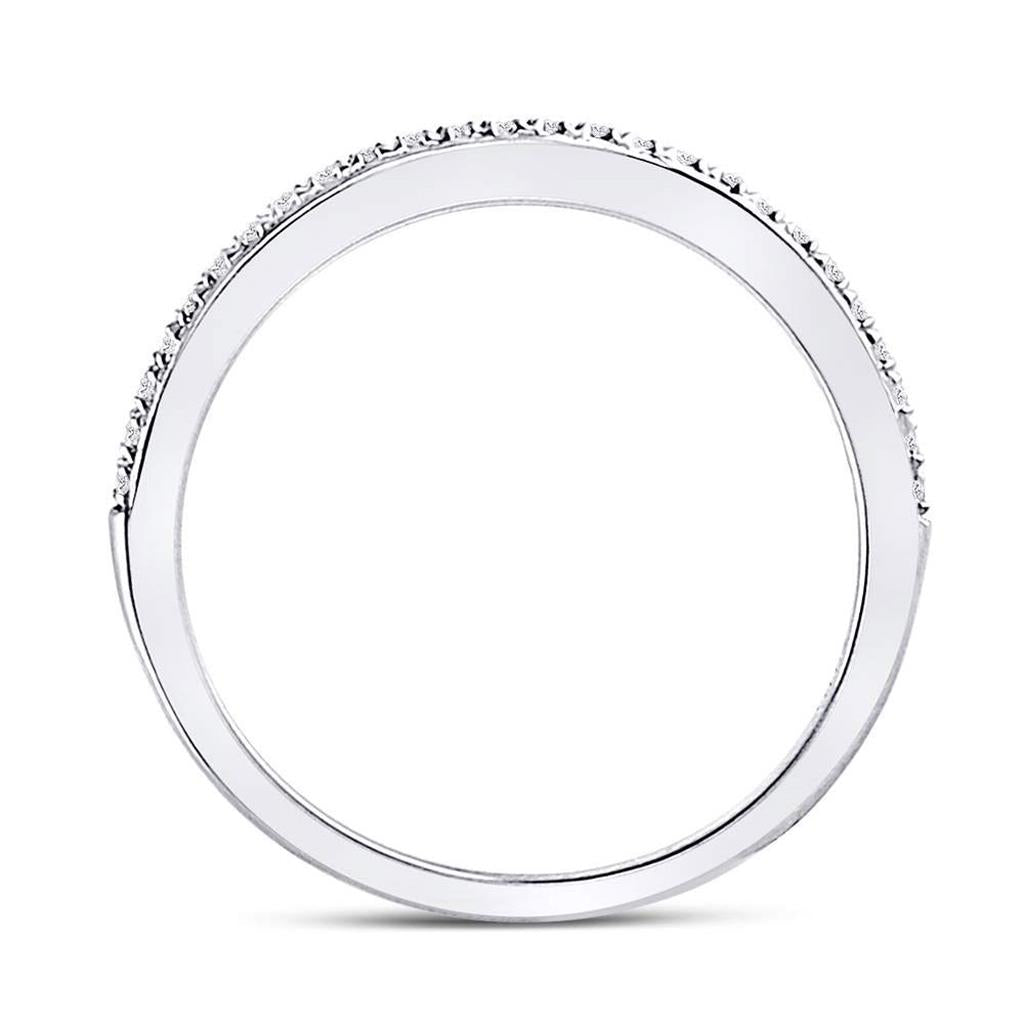 14kt White Gold Round Diamond Single Row Stackable Band Ring 1/8 Cttw