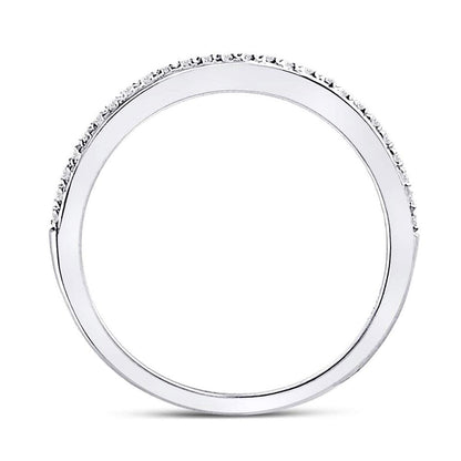 14kt White Gold Round Diamond Single Row Stackable Band Ring 1/8 Cttw