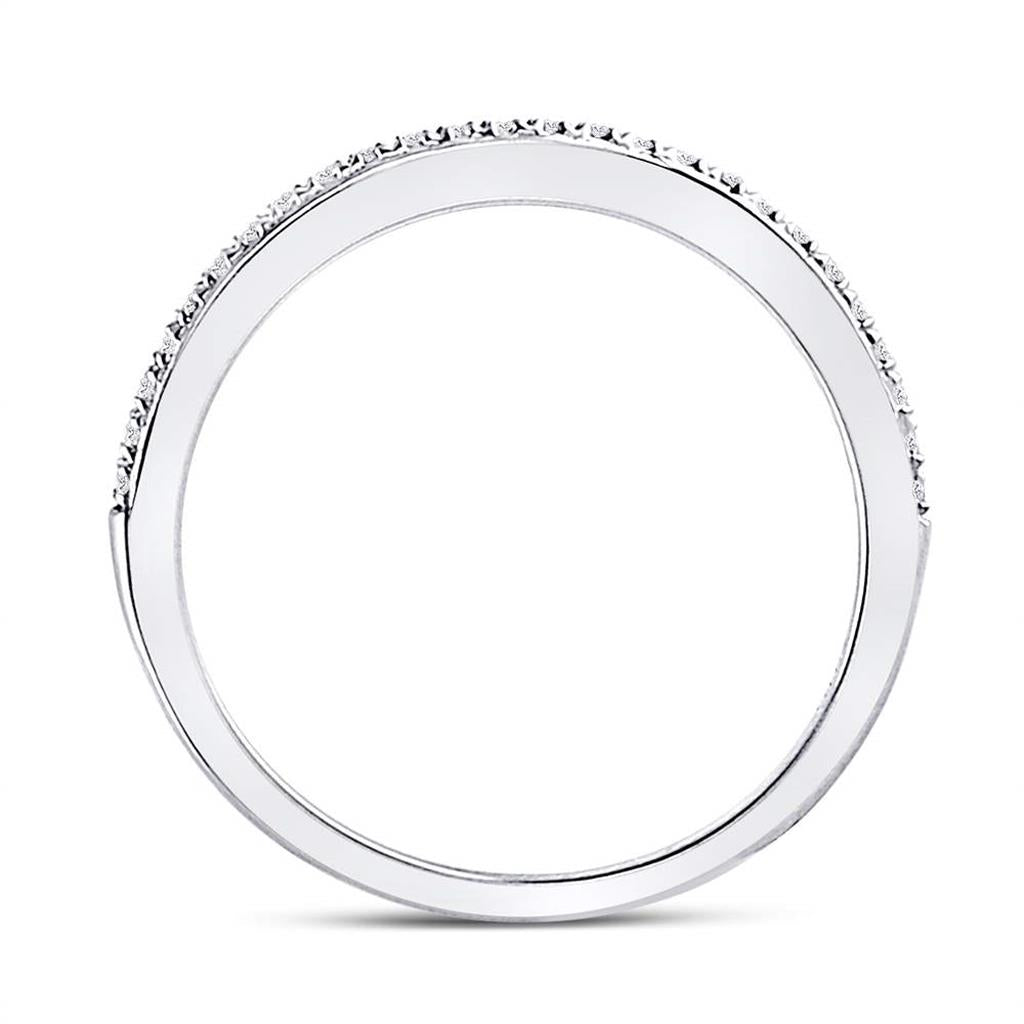 14kt White Gold Round Diamond Single Row Stackable Band Ring 1/8 Cttw