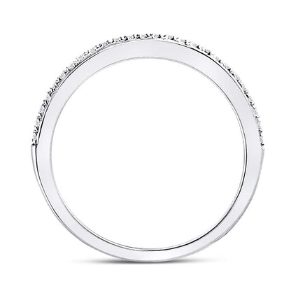 14kt White Gold Round Diamond Single Row Stackable Band Ring 1/8 Cttw