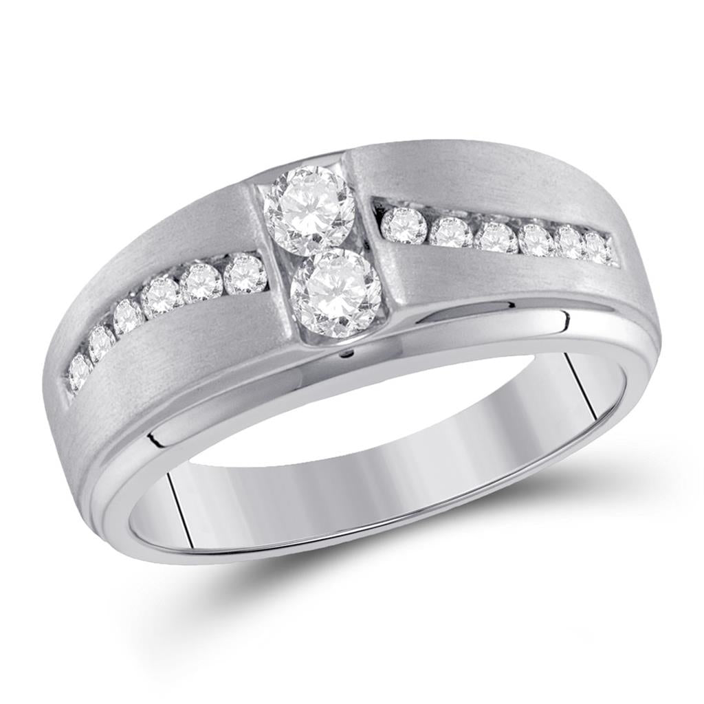 14k White Gold Round Diamond Wedding Band Ring 5/8 Cttw