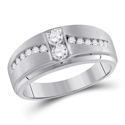 14k White Gold Round Diamond Wedding Band Ring 5/8 Cttw
